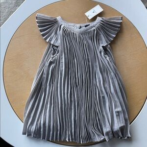 Baby gap sparkle silver polka dots Elegant Gray Pleated Kids Dress